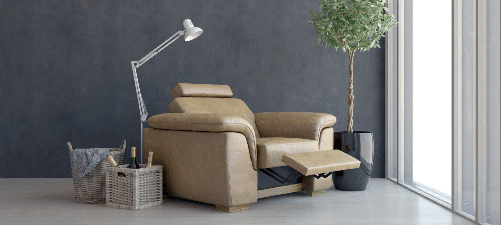 Cozy chair with lamp and plant