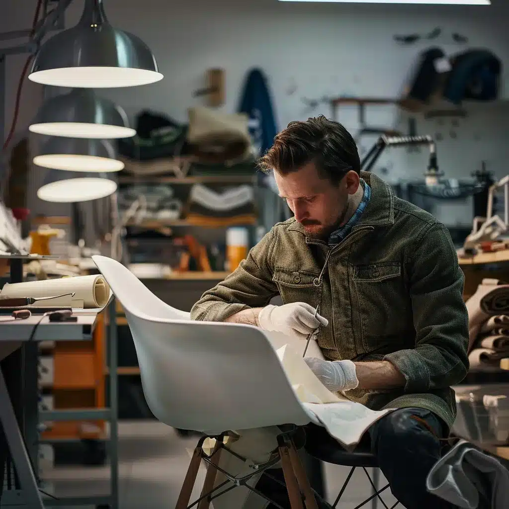 Craftsman working in a workshop.
