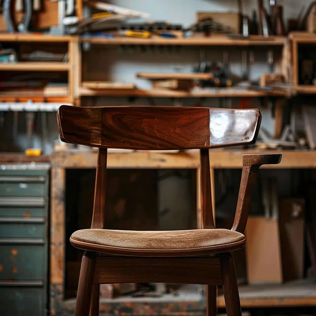 Wooden chair in a workshop setting